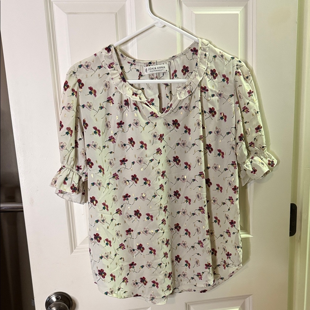 Jon & Anna Contemporary White Floral Blouse